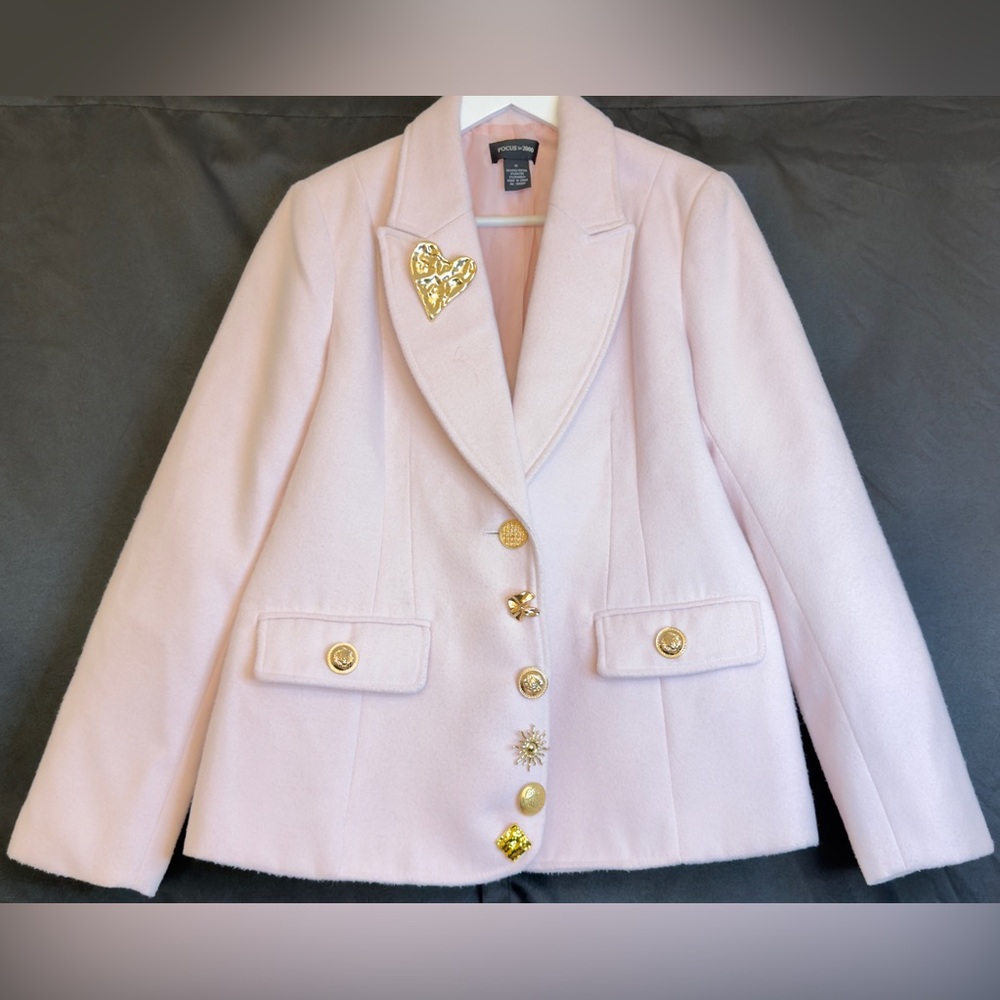 Pink Structured Blazer Gold Buttons Tailored Jacket Chic|House of Aybar Glamour